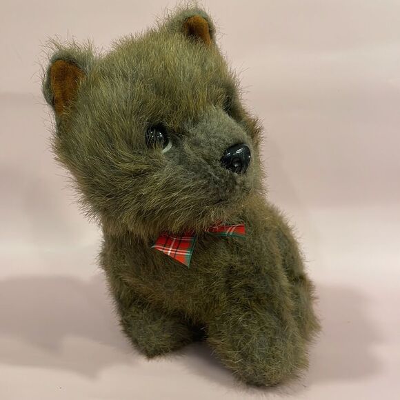 1992 Vintage 24K Special Effects Polar Puff dog terrier stuffed animal plaid EUC - Picture 7 of 9